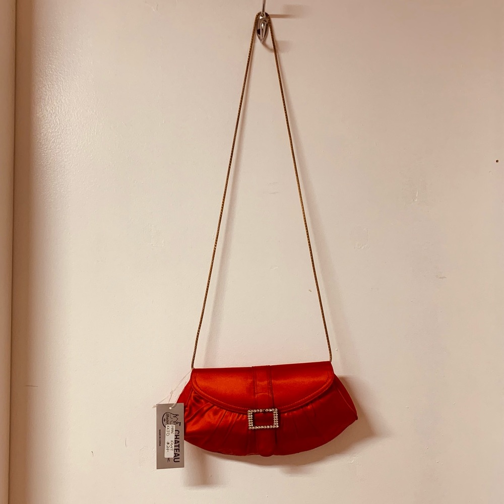 NWT Red & Clear Stone Evening Bag